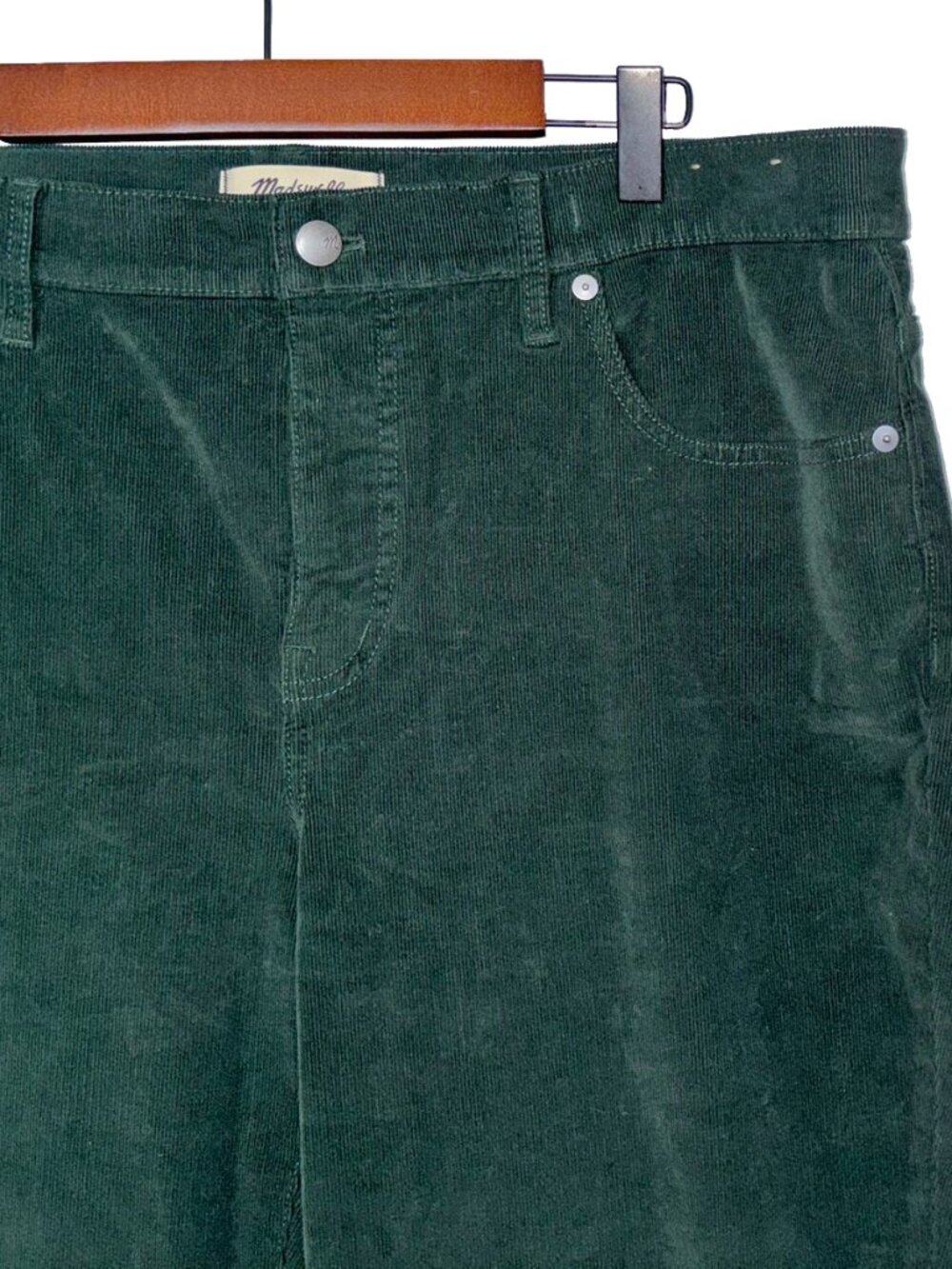 Madewell Dark Green Corduroy The Kick Out Full Length Pants / Jeans - Size 32